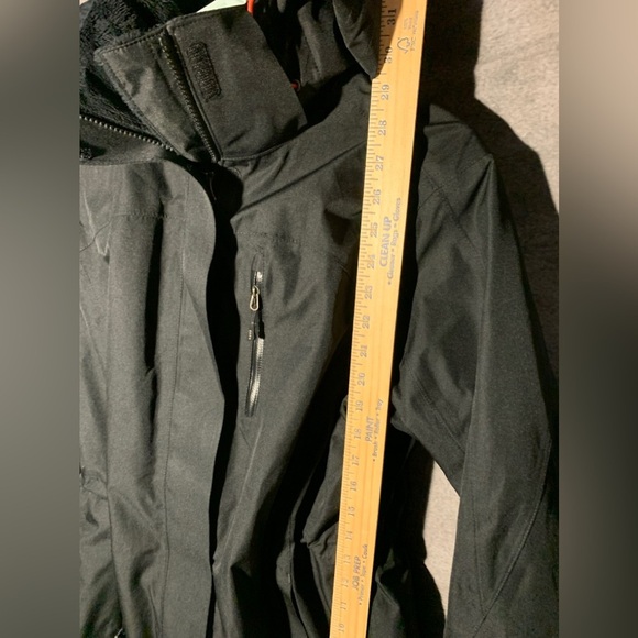 Lands End faux fur lined black Womens Winter Jacket Sz S *small distressed area* - Picture 4 of 10